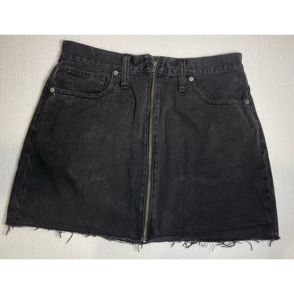 Madewell Dresses & Skirts - MADEWELL Black Rigid Denim A-Line Full Zip Front Mini Skirt Women's Size 30